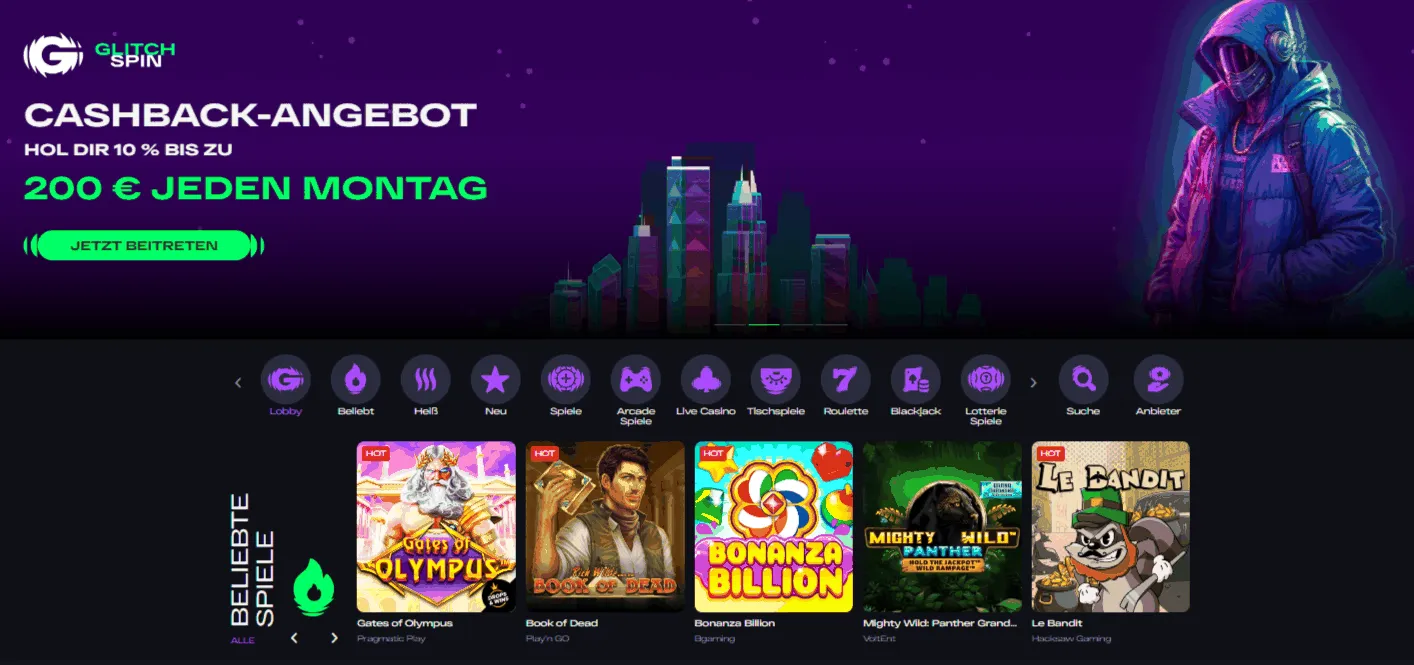 Glitch Spin Casino Webseite Glitch Spin Online Casino