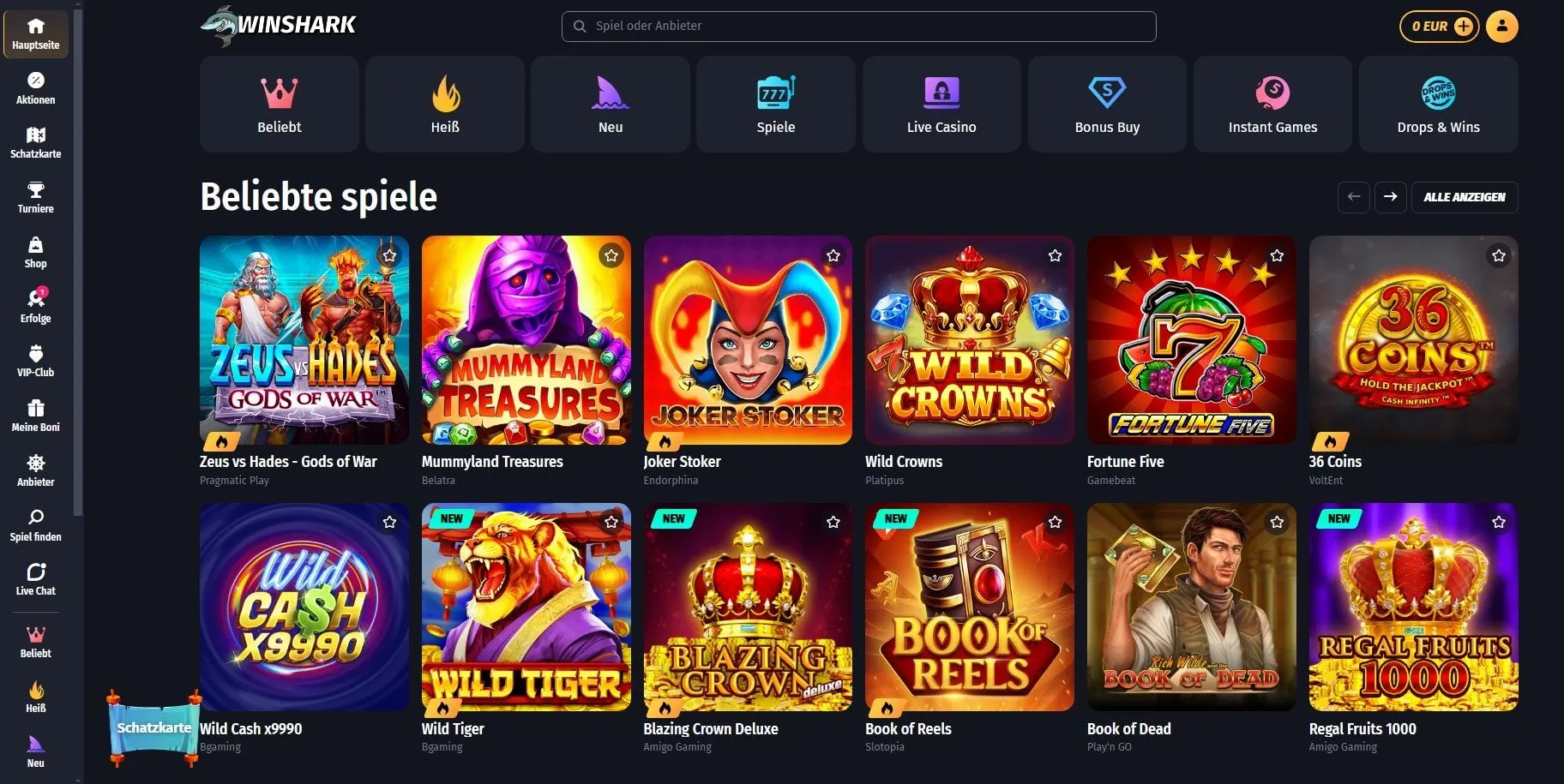 Winshark Casino Webseite Winshark Online Casino